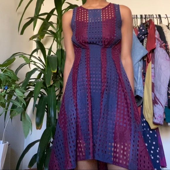 Anthropologie Eva Franco plum & navy eyelet dress - Picture 2 of 3